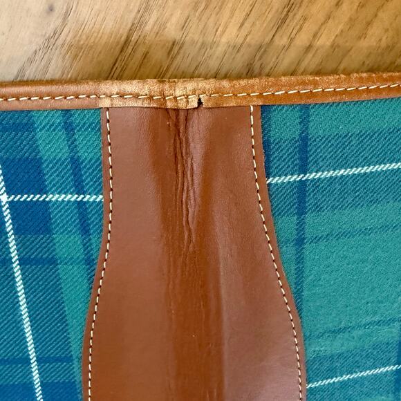 Vintage Laura Ashley Planner Plaid Fabric Leather Binding Zip Padfolio 13 x 10 - Picture 8 of 16